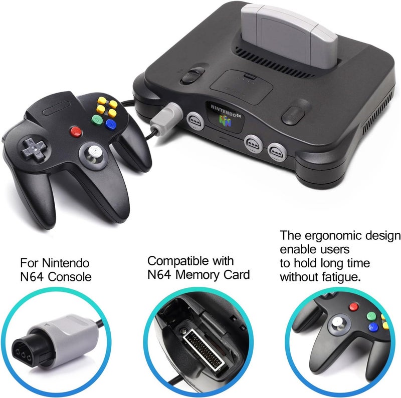 miadore 4 Pack Classic 64 Controller, Wired N64 Controllers with Upgraded Joystick (Non PC USB Version) (Black/Clear Green/Clear Blue/Clear Orange) - Image 4